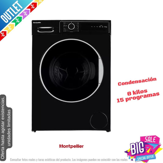 Secadora Montpellier condensación negra 8kg MTDC8SDK OUTLET