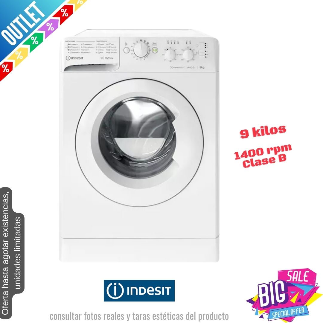 Lavadora Indesit 9kg blanca 1400rpm MTWC91495W OUTLET