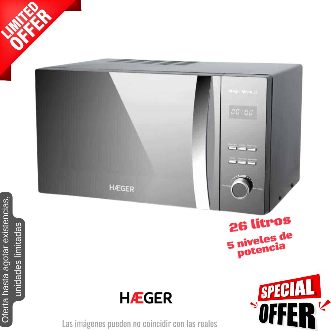 Microondas Haeger 26lt gris MW-80B.008A OFERTA
