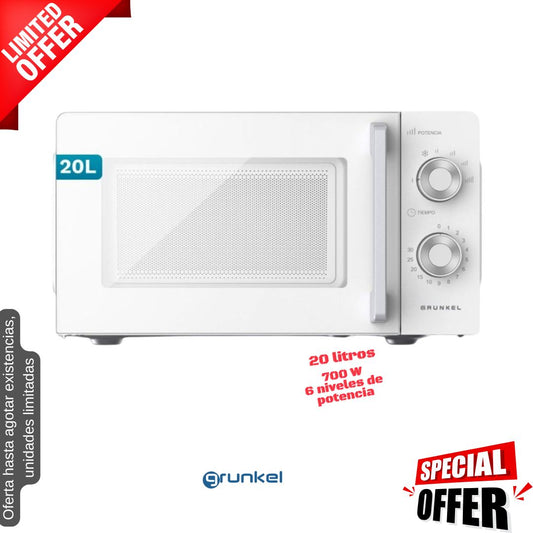 Microondas Grunkel 20lt blanco MW20NG OFERTA