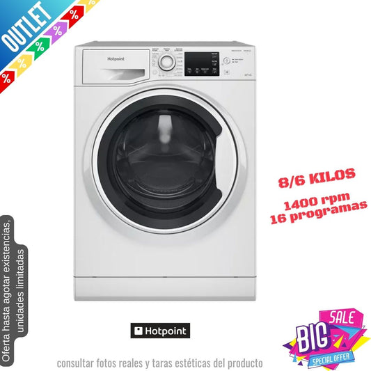 Lavasecadora Hotpoint 8/6kg blanca 1400rpm NDB8635W OUTLET