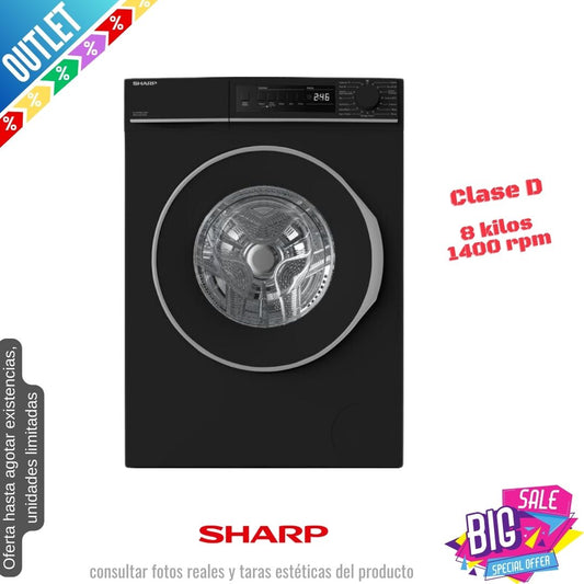 Lavadora Sharp 8kg negra 1400rpm NFB8141BD OUTLET