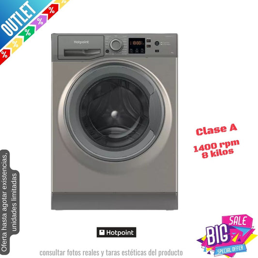 Lavadora Hotpoint 8kg inox 1400rpm NSWR846GK OUTLET