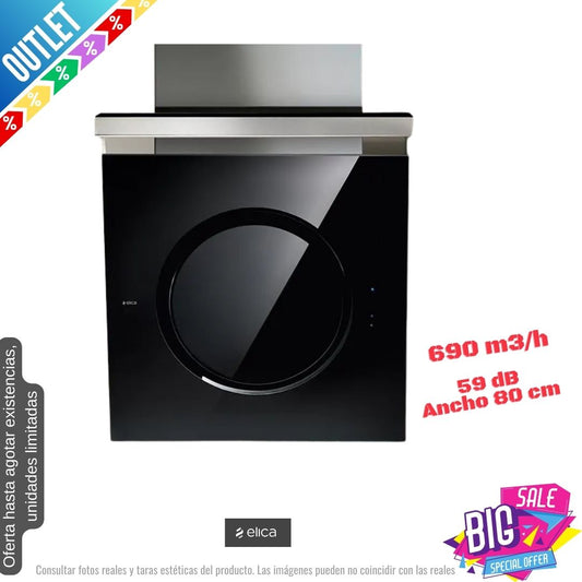 Campana Elica negro cristal 80cm 690m3/h OM TOUCH SCREEN BL/F/80 OUTLET