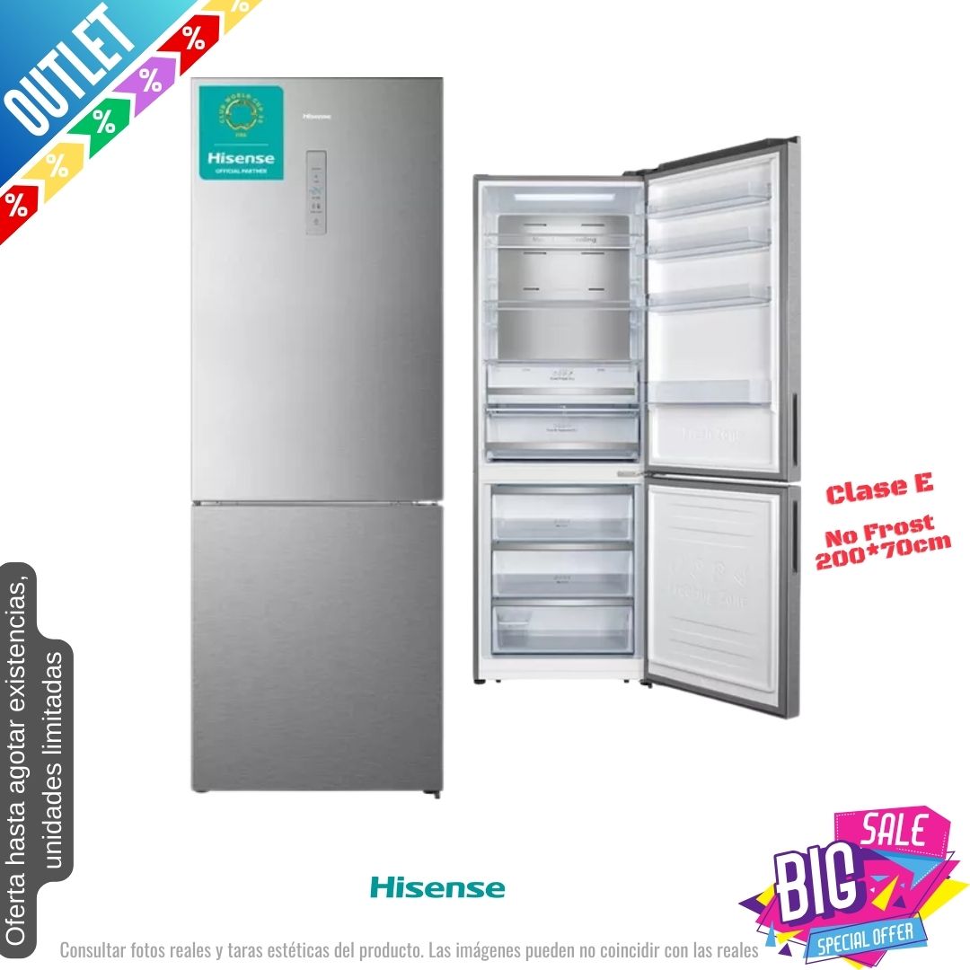 Frigorífico combi Hisense inox 200*70cm (026053) OUTLET