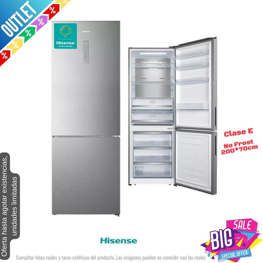Frigorífico combi Hisense inox 200*70cm RB645N4BIE OUTLET