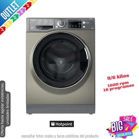 Lavasecadora Hotpoint 9/6kg inox 1600rpm RDGR9662GK OUTLET