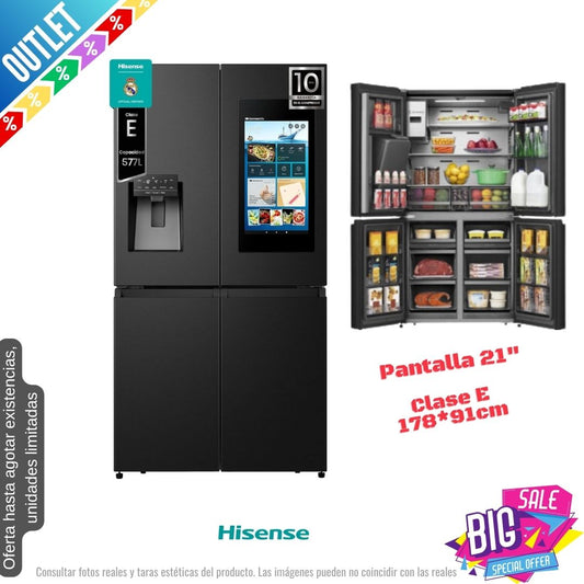 Frigorífico Americano Hisense negro 4 puertas 178*91cm RQ760N4IFE OUTLET