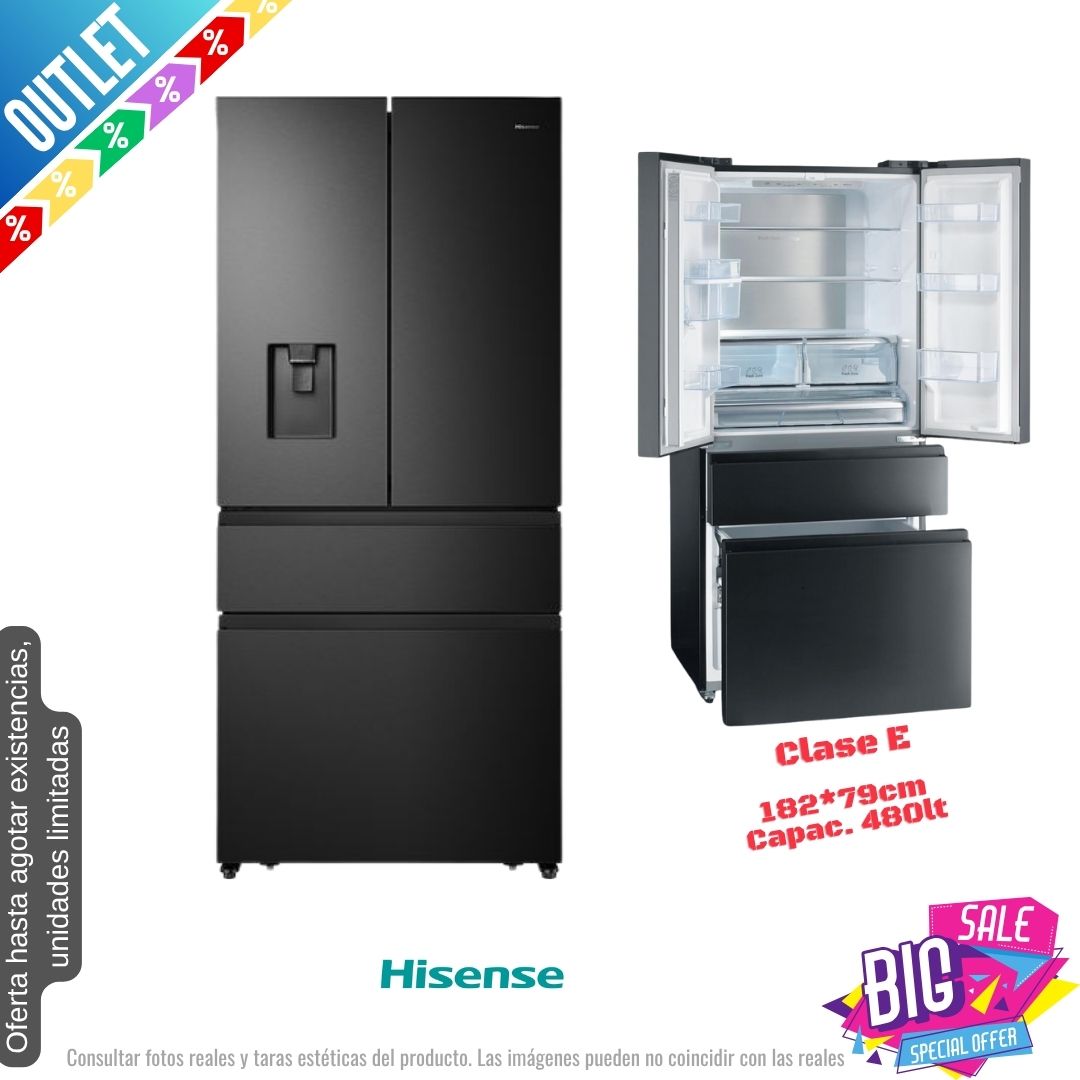 Frigorífico Americano Hisense francés negro 182*79cm RF540N4WFE OUTLET