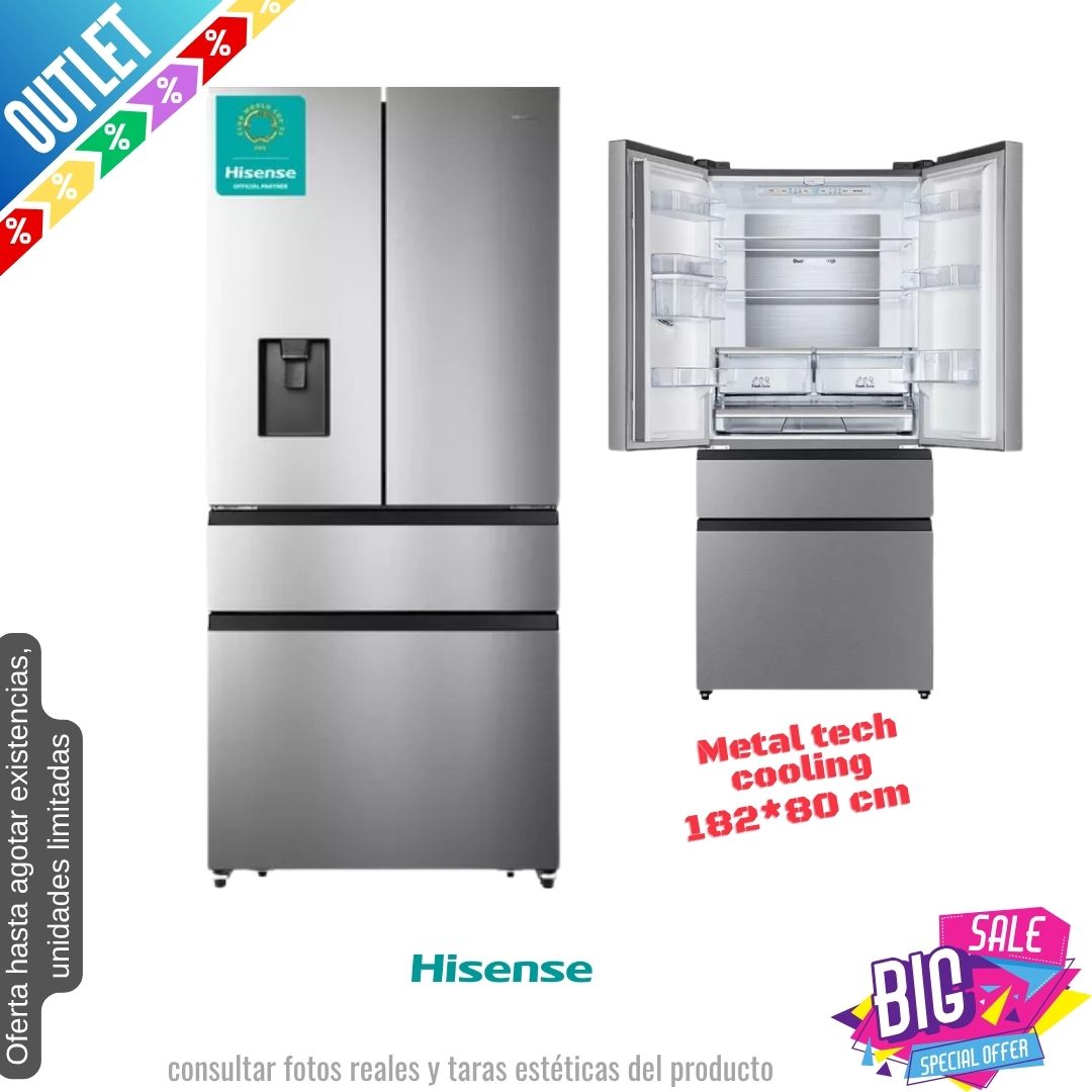 Frigorífico Americano Hisense francés inox 182*80cm  RF540N4WIE OUTLET
