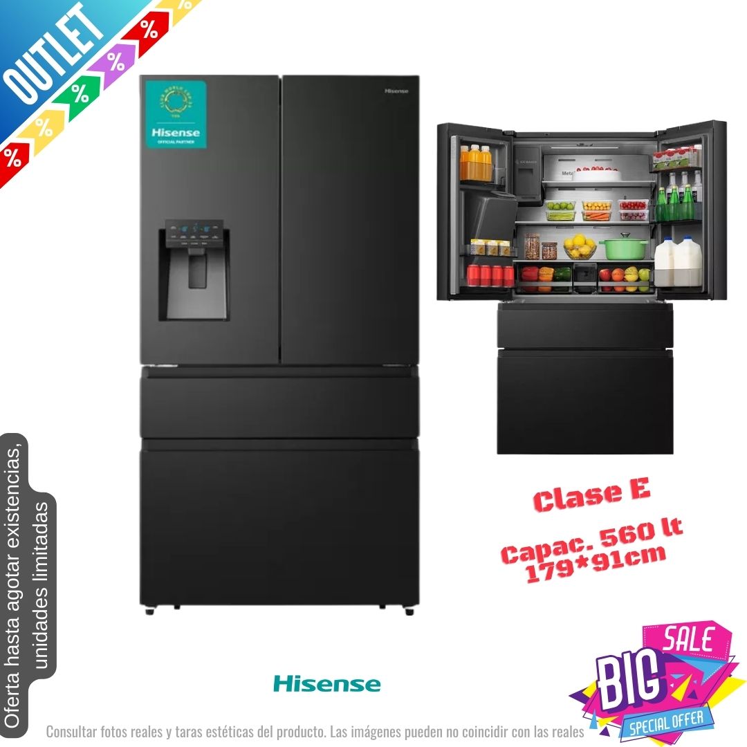 Frigorífico Americano Hisense negro francés RF728N4SBFE OUTLET