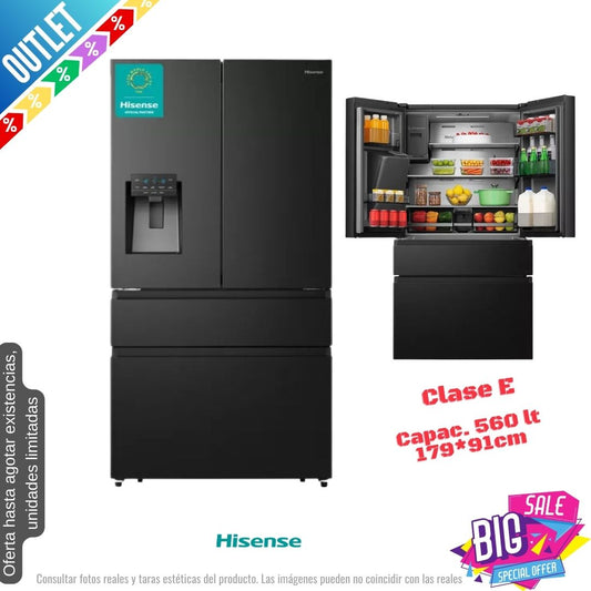 Frigorífico Americano Hisense negro francés RF728N4SBFE OUTLET