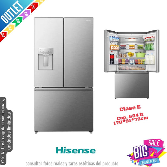 Frigorífico Americano Hisense francés inox 178*90cm RF815N4SESE OUTLET