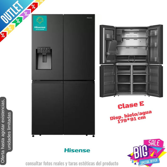 Frigorífico Americano Hisense negro 4 puertas 179*91cm RQ760N4SBFE OUTLET