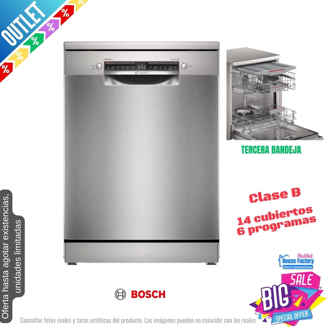 Lavavajillas Bosch inox 60cm 14 cubiertos SMS6ZCI10G/57 OUTLET