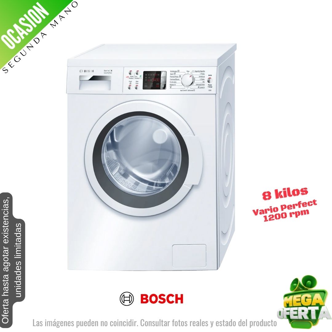 Lavadora Bosch 8kg blanca 1200rpm WAQ24468EE OCASION
