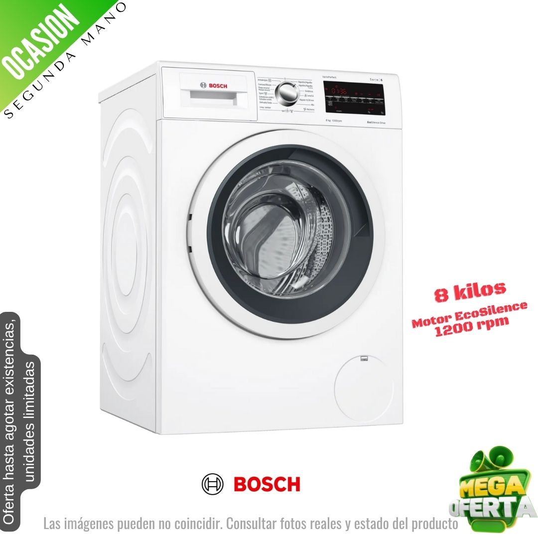 Lavadora Bosch 8kg blanca 1200rpm WAT24469ES OCASION