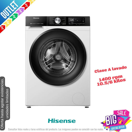 Lavasecadora Hisense 10.5/6kg blanca 1400rpm WD3S1043BW3 OUTLET
