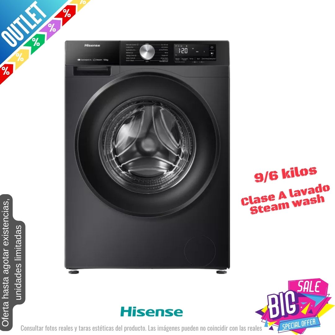 Lavasecadora Hisense 9/6kg negra 1400rpm (026318) OUTLET