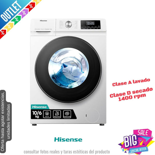 Lavasecadora Hisense 10/6kg blanca 1400rpm WDQA1014EVJM OUTLET