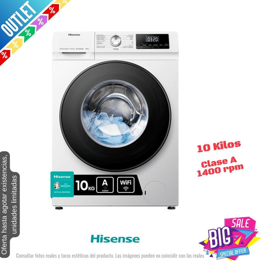 Lavadora Hisense 10kg blanca 1400rpm WFQA1014EVJM OUTLET