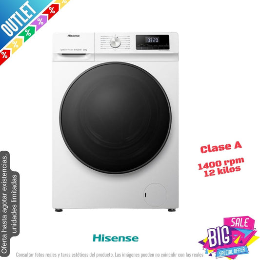 Lavadora Hisense 12kg blanca 1400rpm WFQA1214EVJM OUTLET