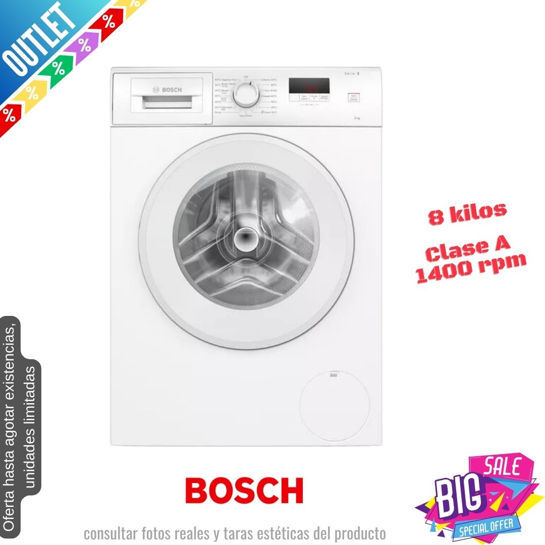 Lavadora Bosch 8kg blanca 1400rpm WGE03408GB OUTLET