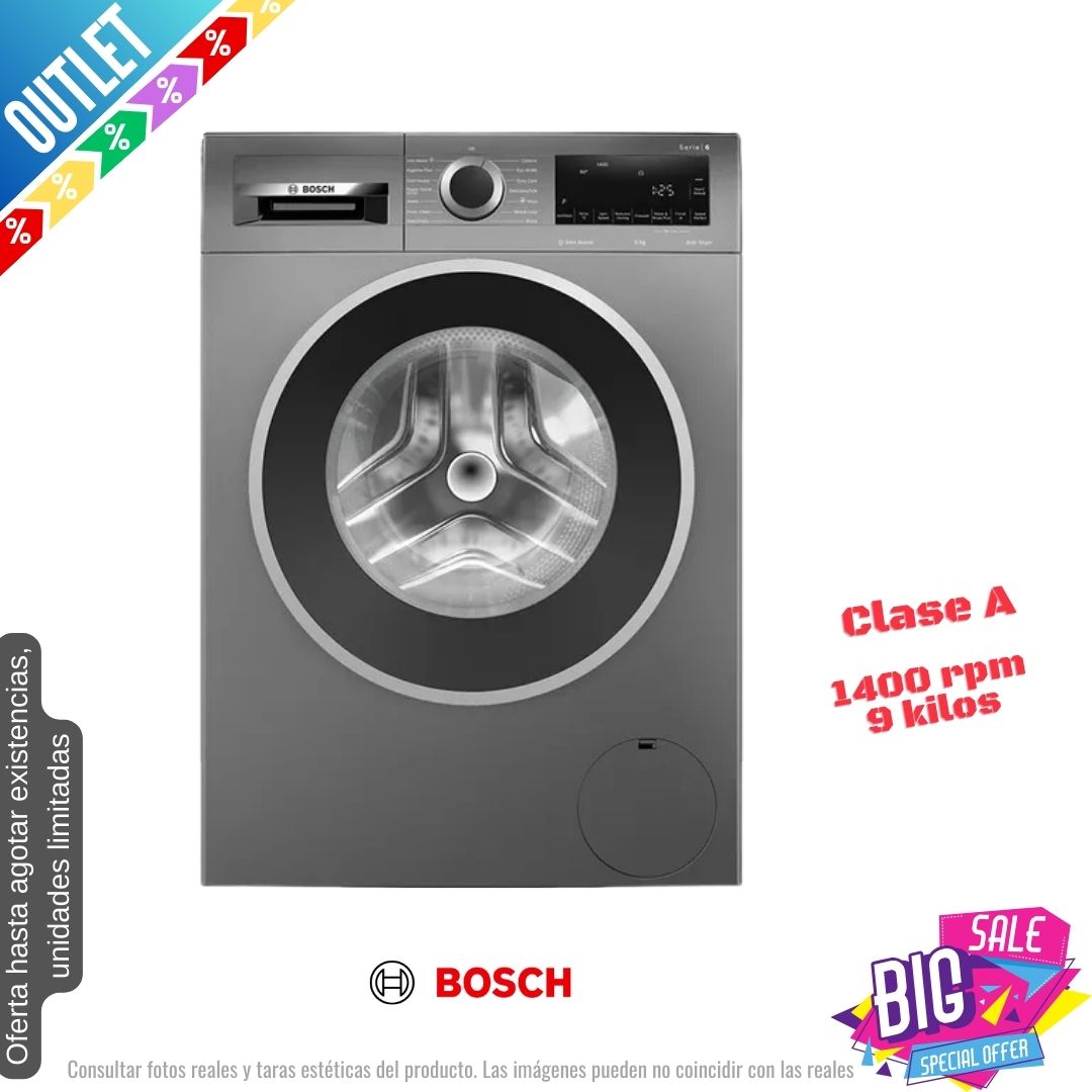 Lavadora Bosch 9kg inox grafito 1400rpm WGG244ZCGB OUTLET
