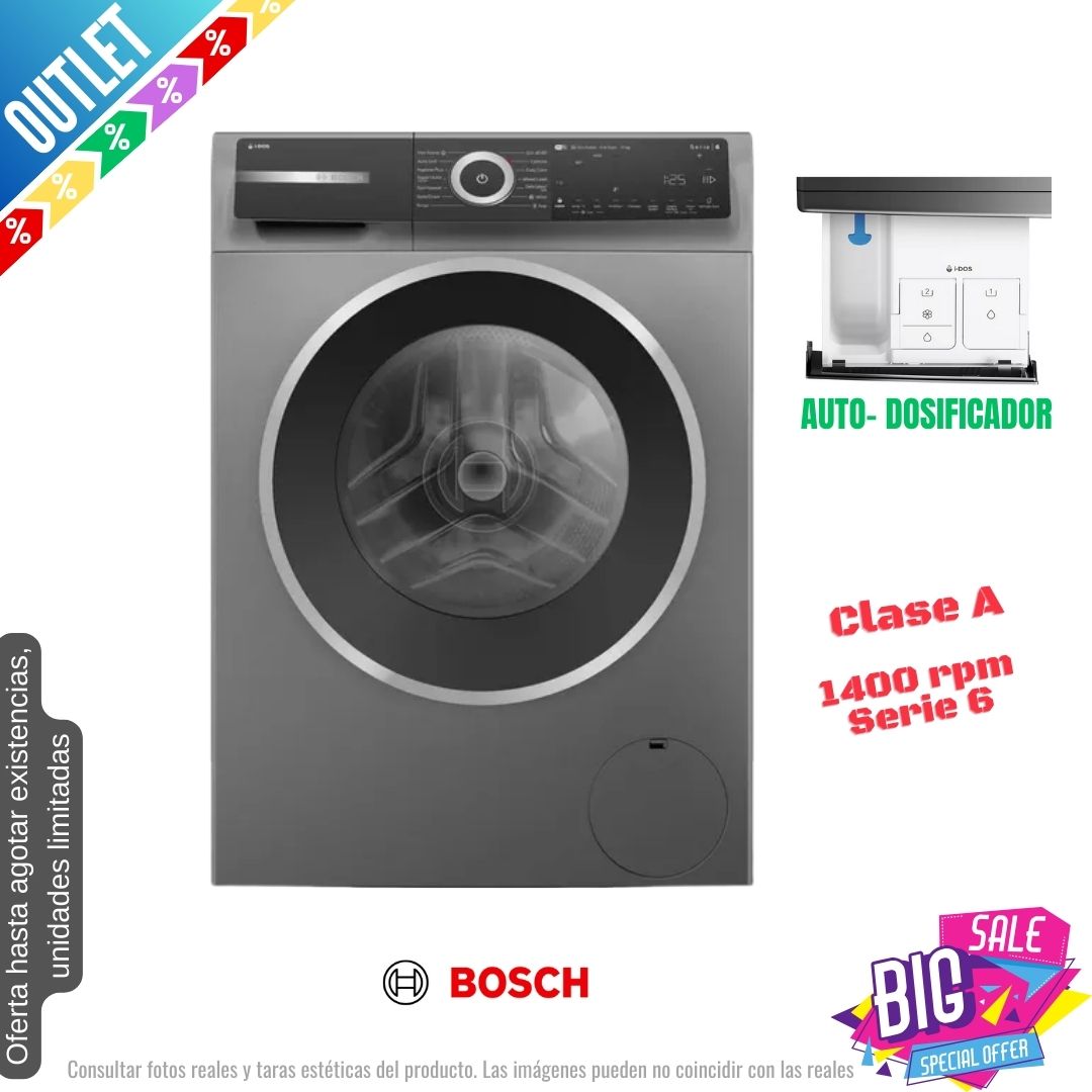 Lavadora Bosch 10kg inox 1400rpm WGH254ARGB OUTLET