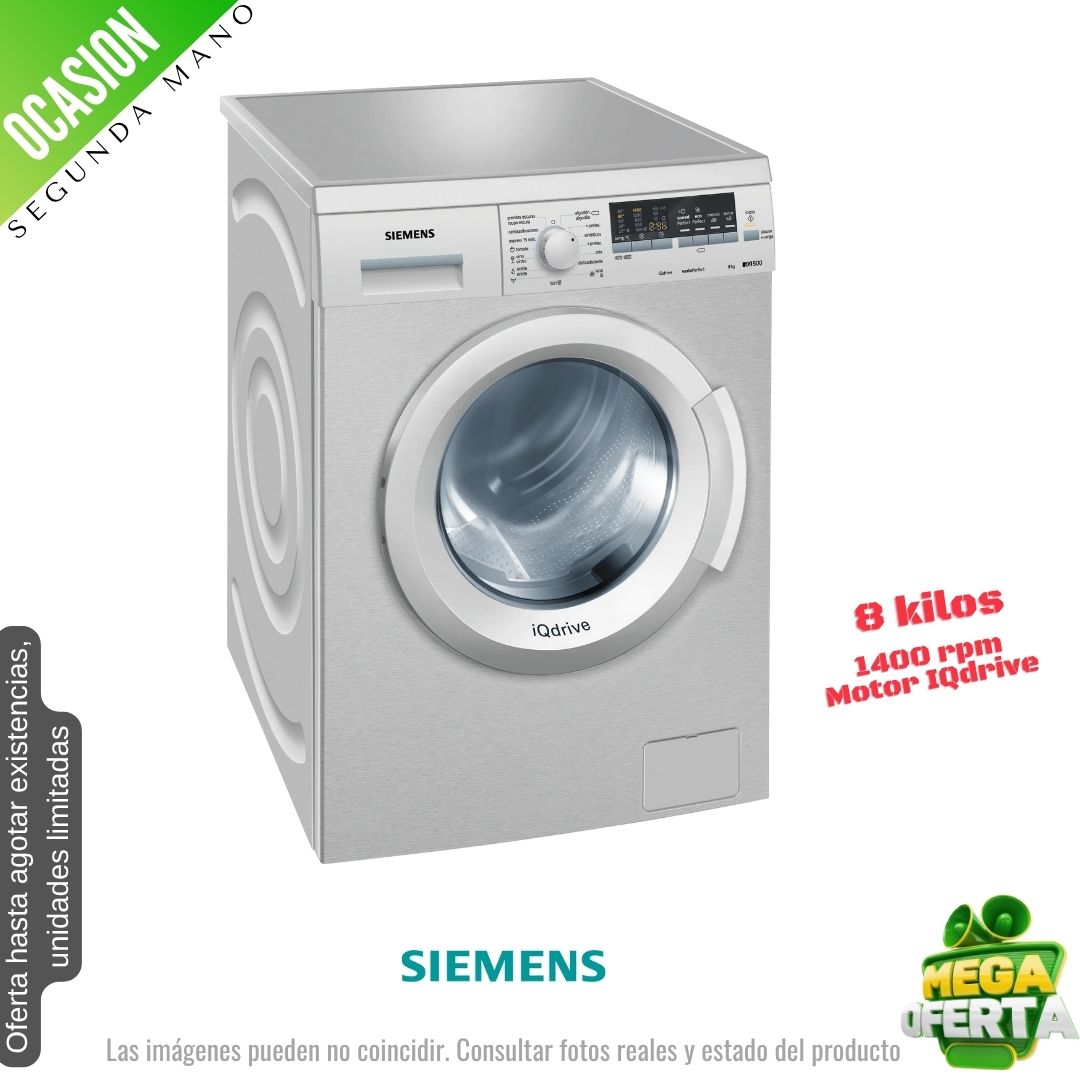 Lavadora Siemens 8kg inox 1400rpm WM14Q48XES OCASION