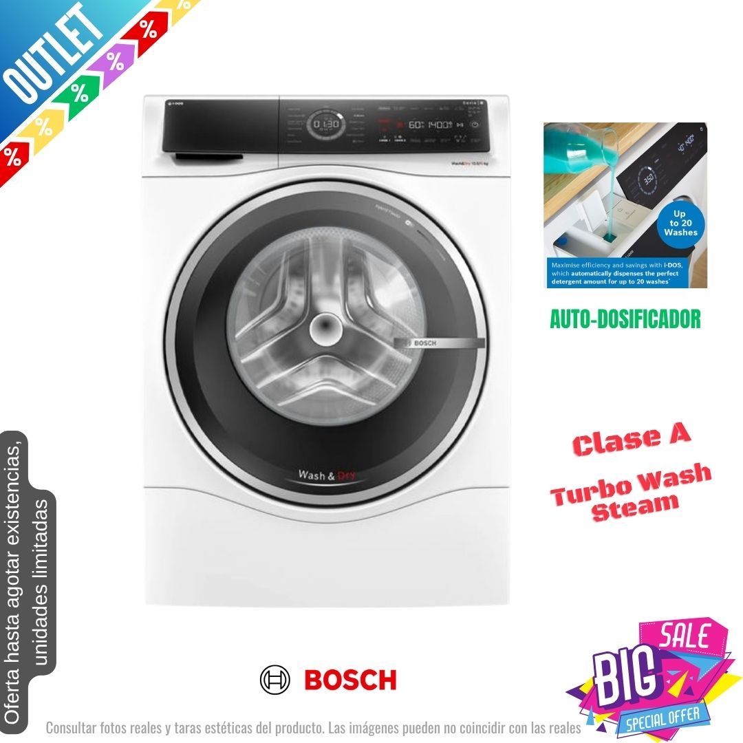 Lavasecadora Bosch 10.5/6kg blanca 1400rpm (026341) OUTLET
