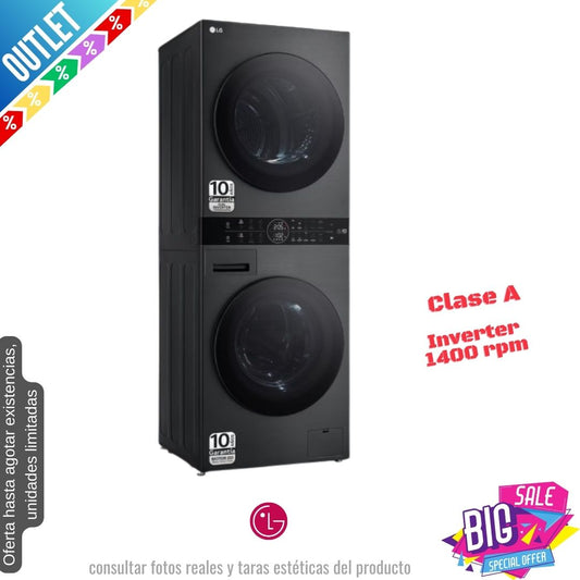 Lavasecadora LG 12/10kg negra 1400rpm WT1210BBF OUTLET