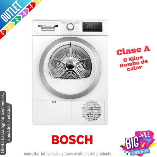 Secadora Bosch 8kg bomba de calor blanca WTH85223GB OUTLET