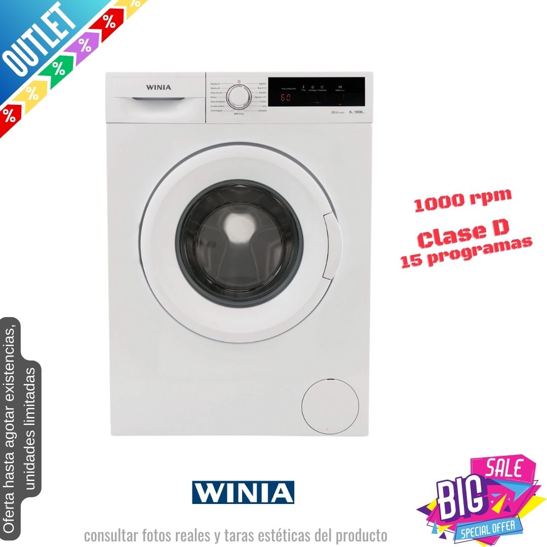 Lavadora Winia 6kg blanca 1000 rpm WVD-06T0WW10U OUTLET