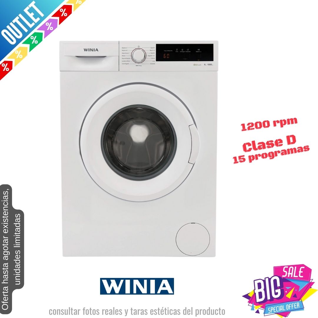 Lavadora Winia 9kg blanca 1200rpm WVD-09T1WW12UN OUTLET