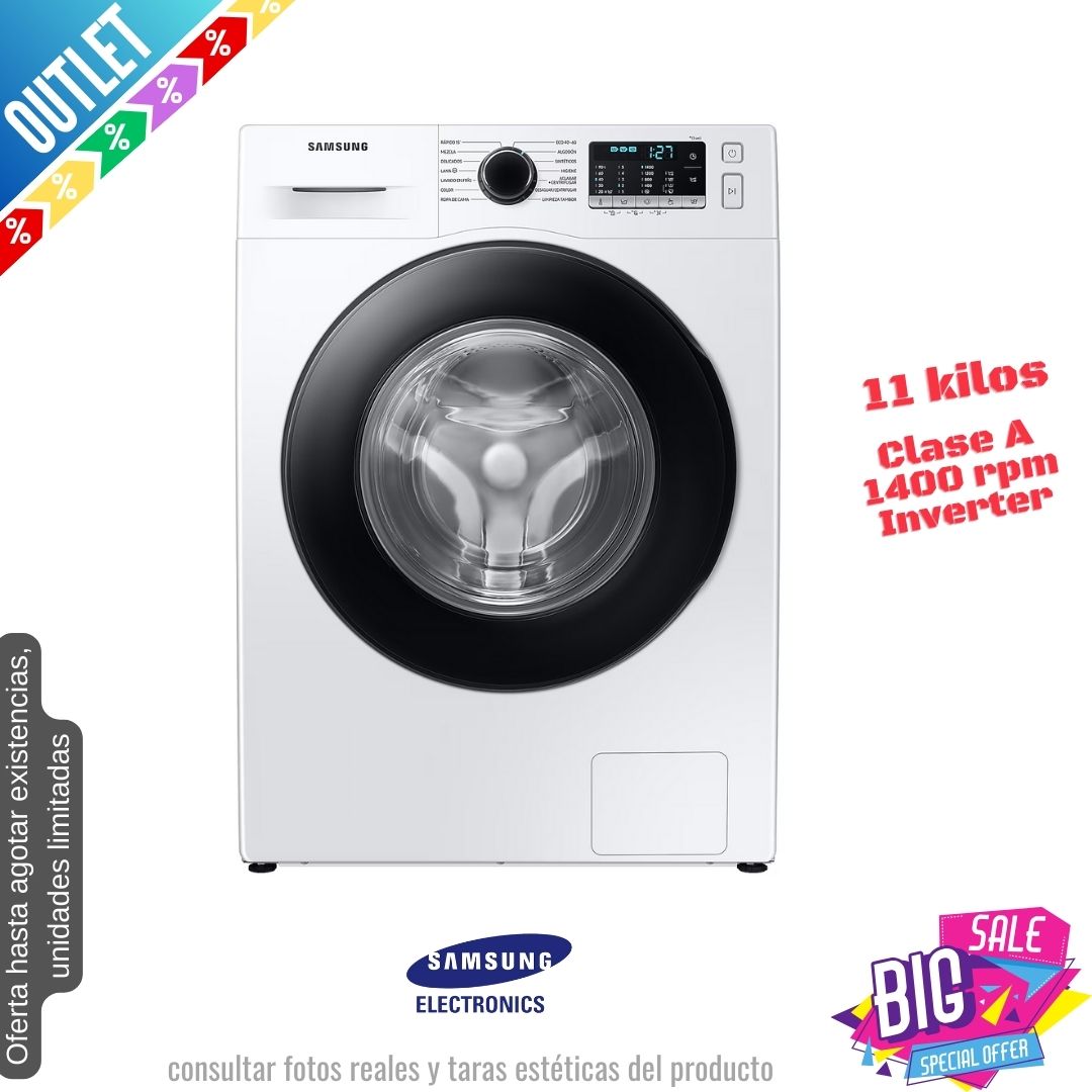 Lavadora Samsung 11kg blanco 1400rpm WW11BGA046AE OUTLET