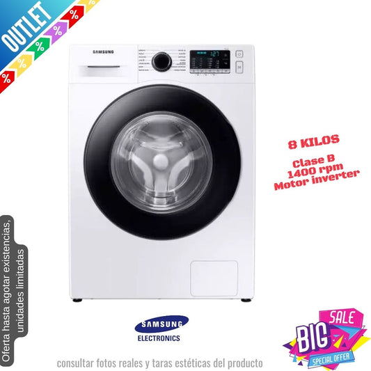 Lavadora Samsung 8kg blanca 1400rpm WW80TA046AE OUTLET