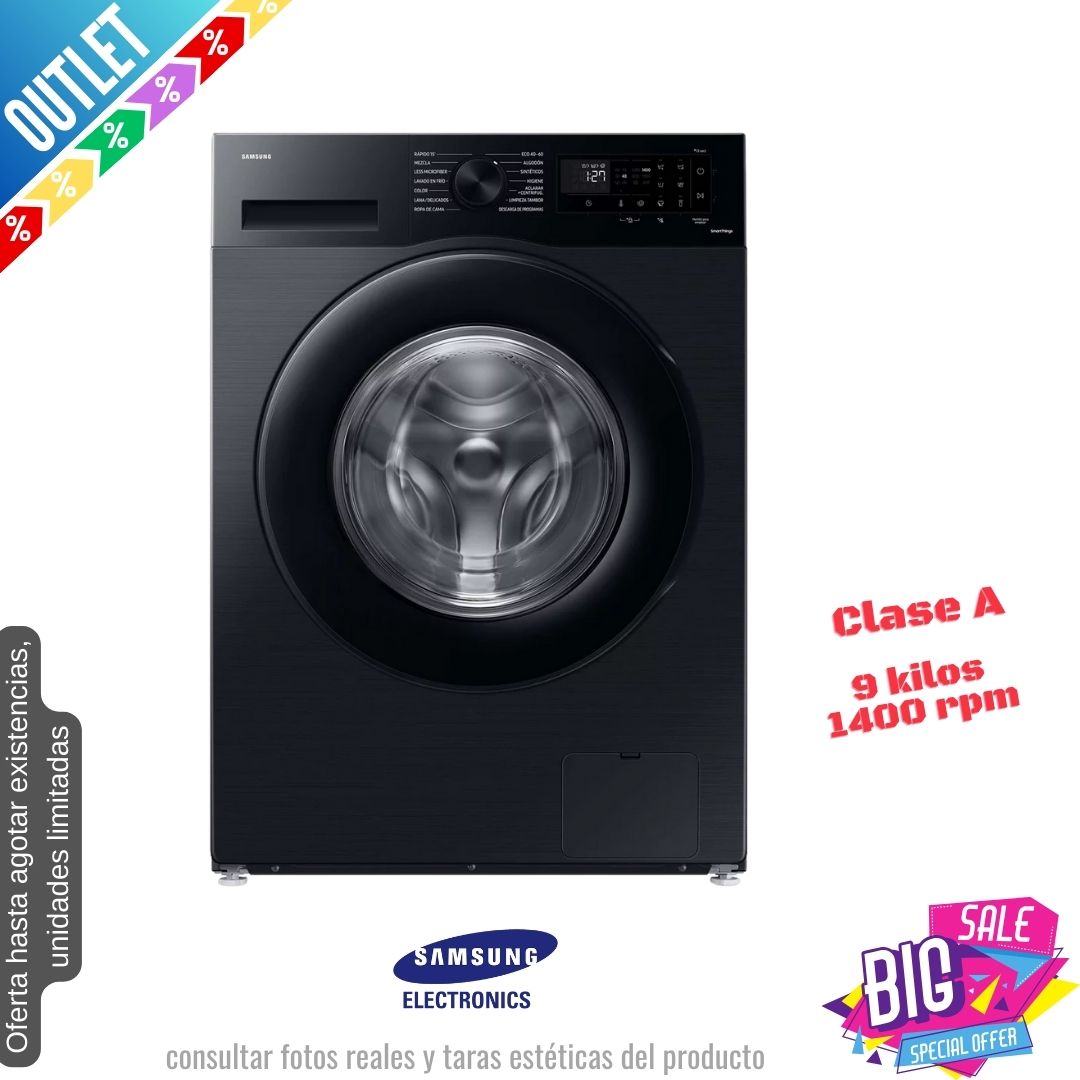 Lavadora Samsung 9kg negra 1400rpm WW90CGC04DAB OUTLET