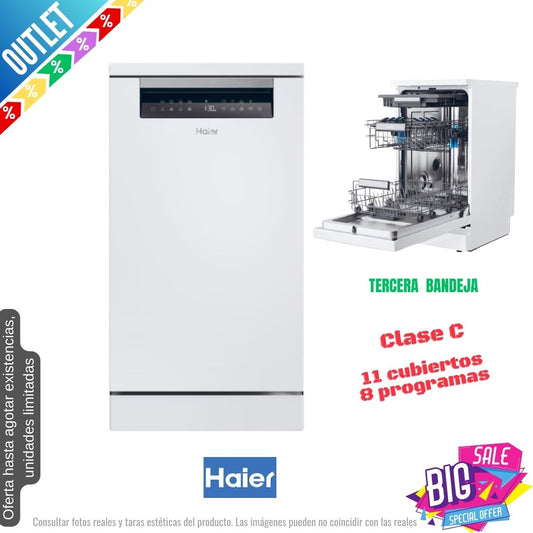 Lavavajillas Haier blanco 45cm 11 servicios XF1C3TB1FW-80 OUTLET