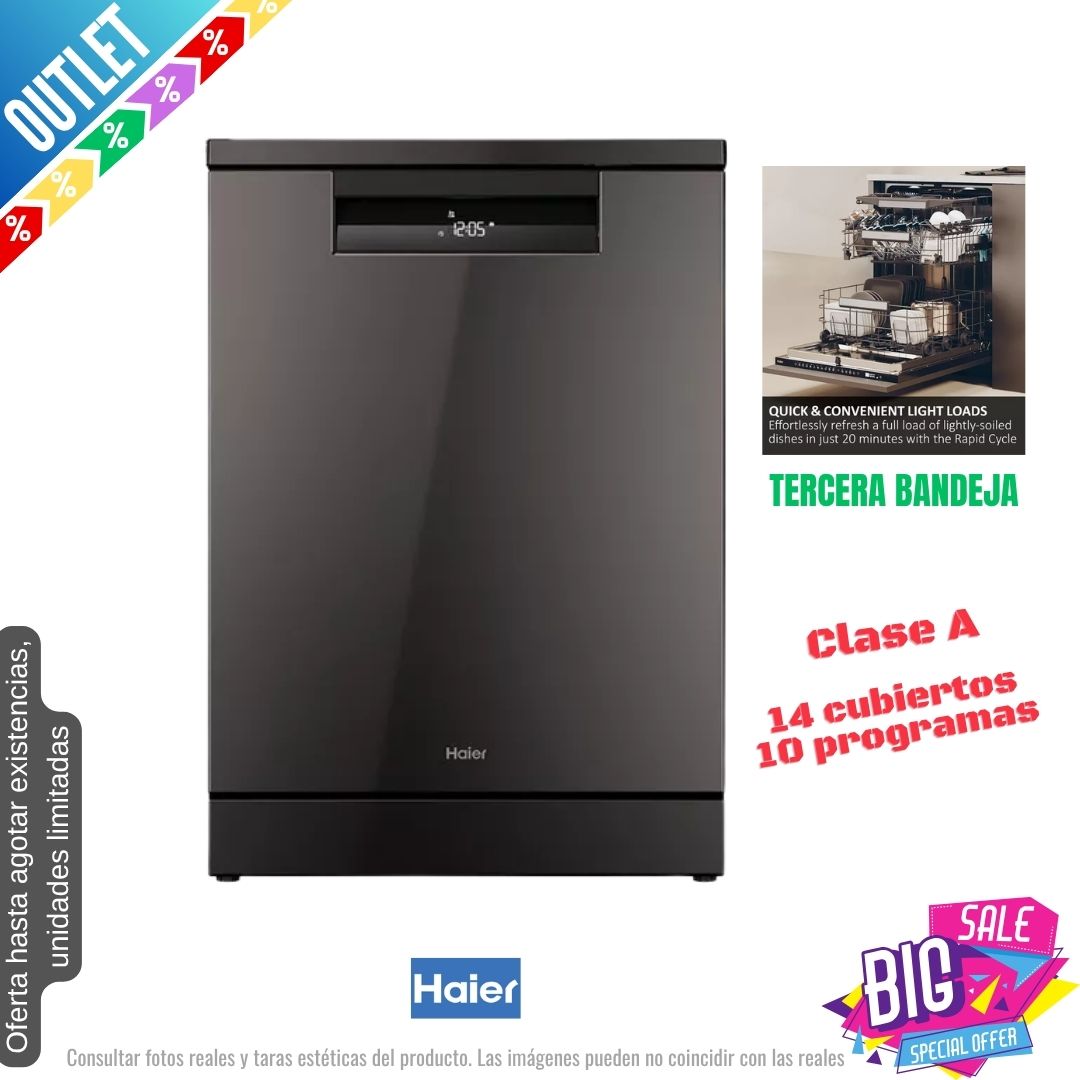 Lavavajillas Haier inox 60cm 14 cubiertos (026210) OUTLET