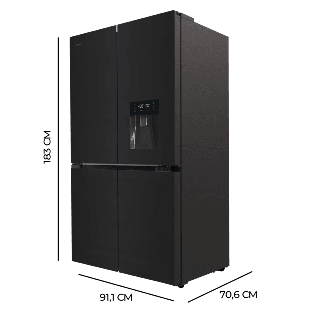 Frigorífico americano Cecotec negro cristal 183*91cm (026189) OFERTA