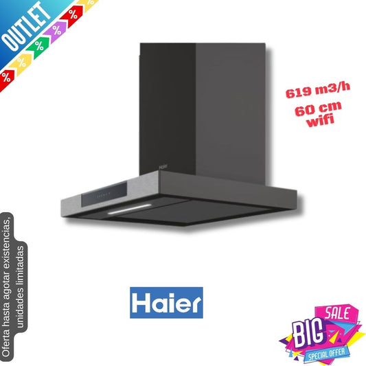 Campana Haier  negra 60cm 619m3/h HATS6DS2XWIFI OUTLET