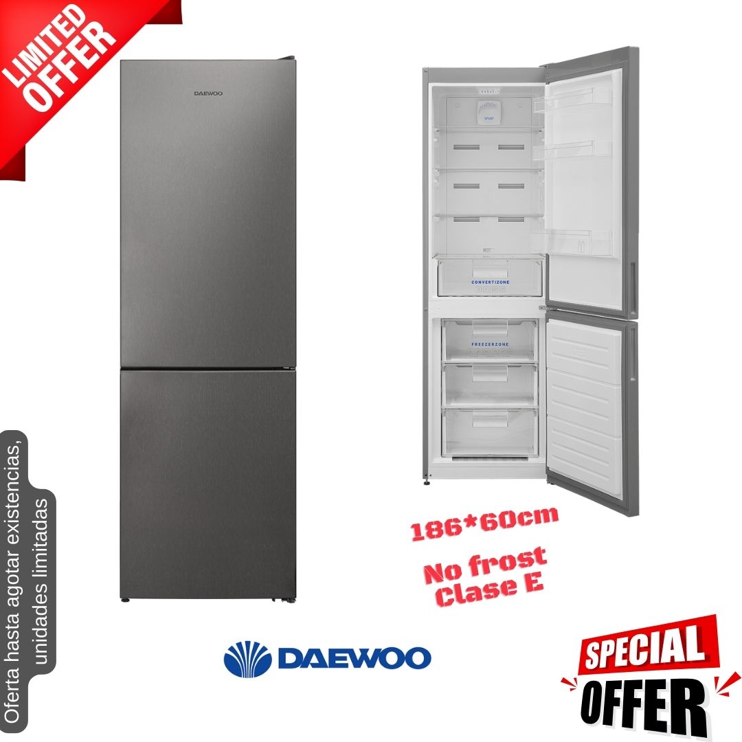 Frigorífico combi Daewoo inox 186*60cm KFM295EPC1ES OFERTA