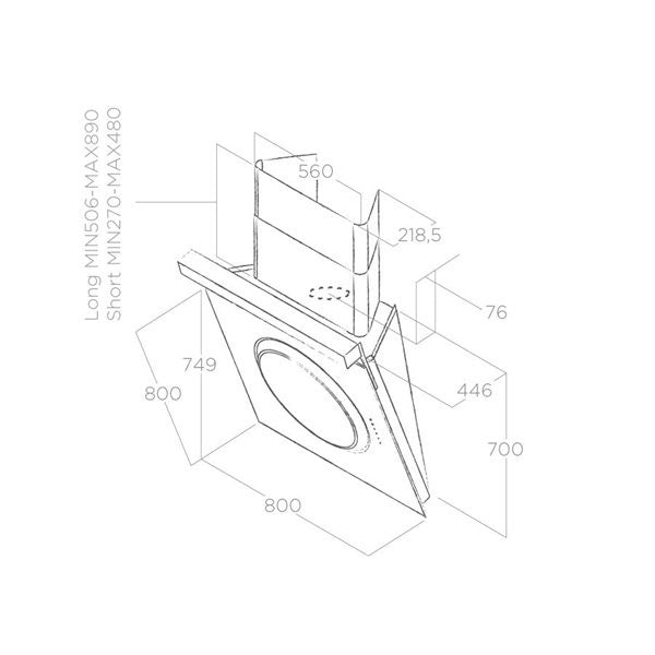 Campana Elica negro cristal 80cm 690m3/h OM TOUCH SCREEN BL/F/80 OUTLET