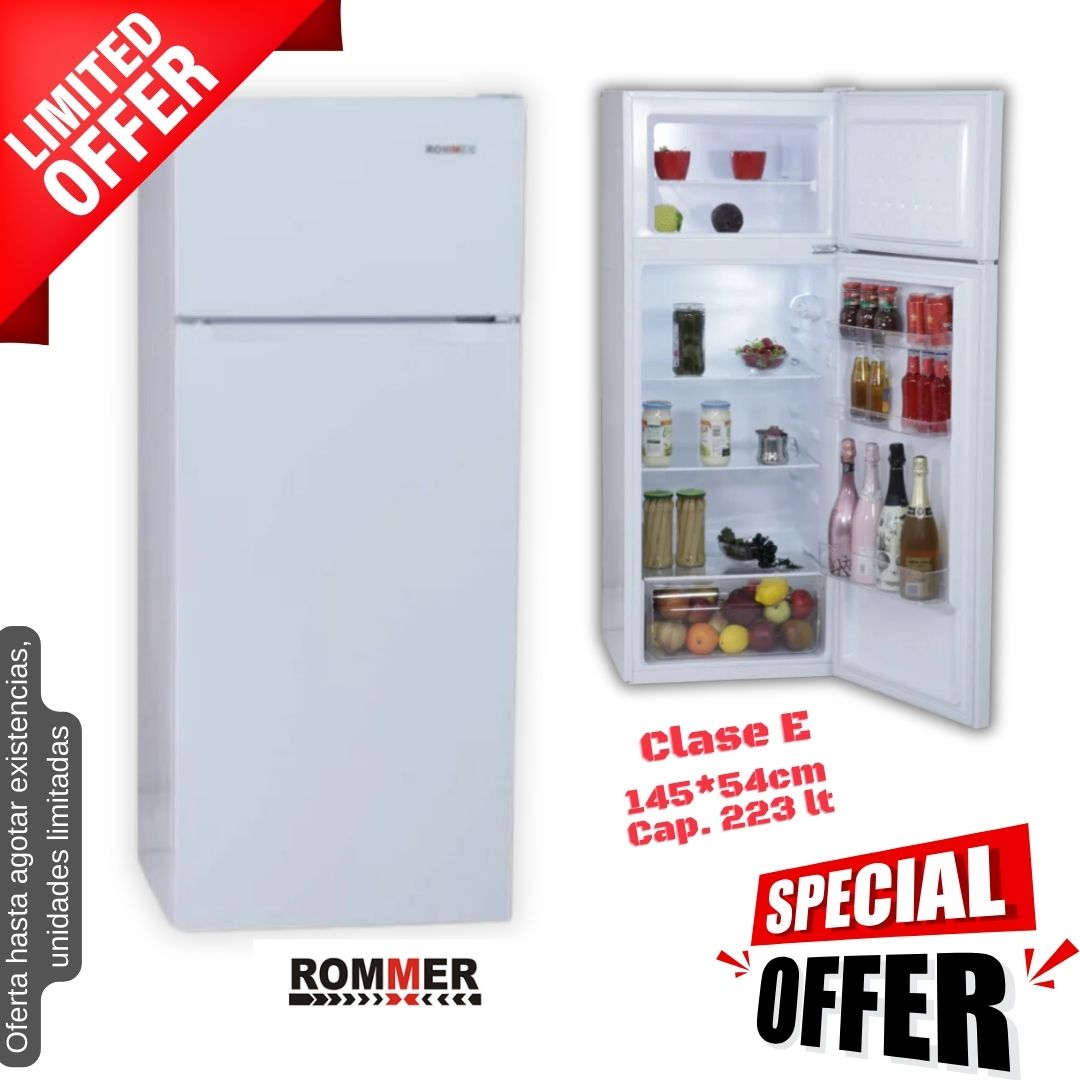 Frigorífico Rommer blanco 2 puertas 145*55cm FE250 OFERTA