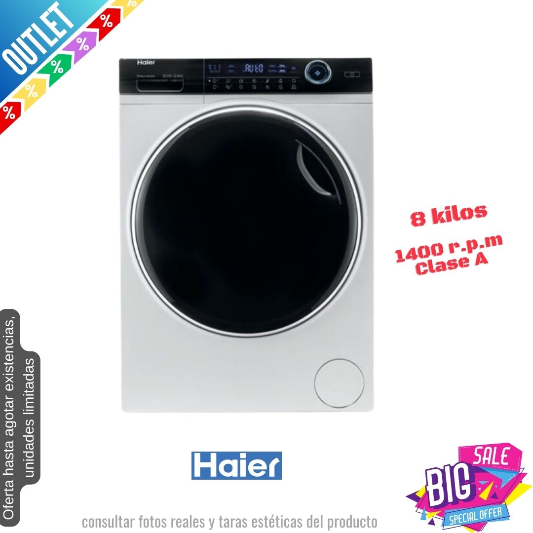 Lavadora Haier 8kg blanca 1400rpm HW800-B14979 OUTLET