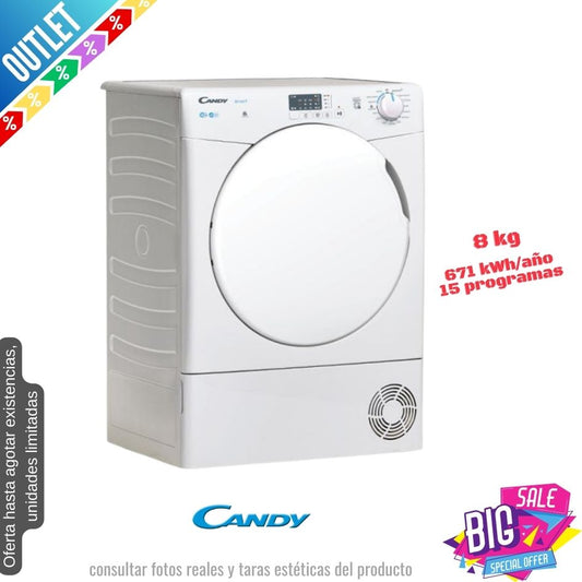 Secadora Candy 8kg condensación blanca CSEC8LF-80 OUTLET