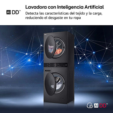 Lavasecadora LG 12/10kg negra 1400rpm WT1210BBF OUTLET