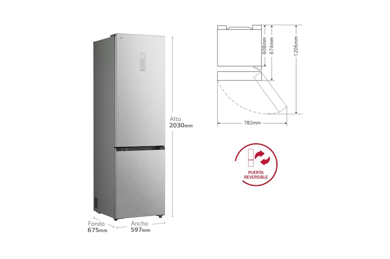 Frigorífico combi LG inox 203*60cm (026382) OUTLET